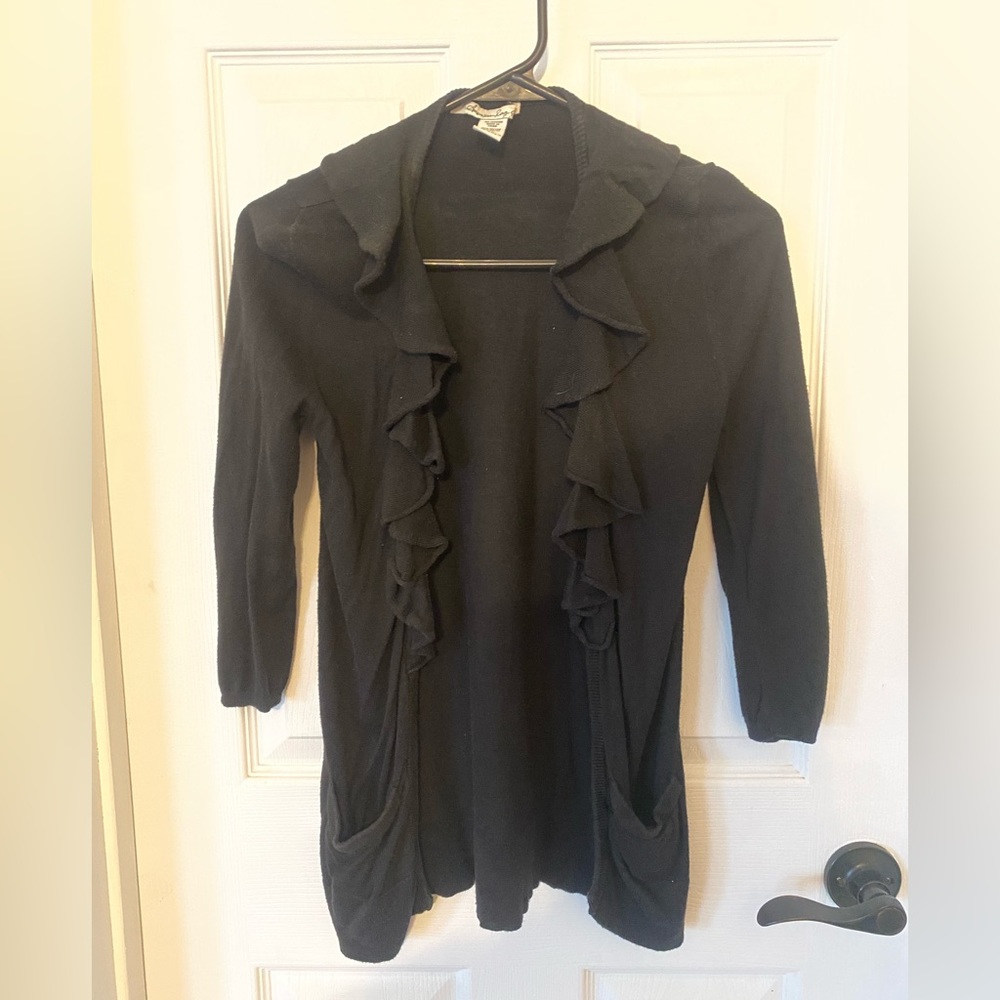 American Rag ruffle front cardigan